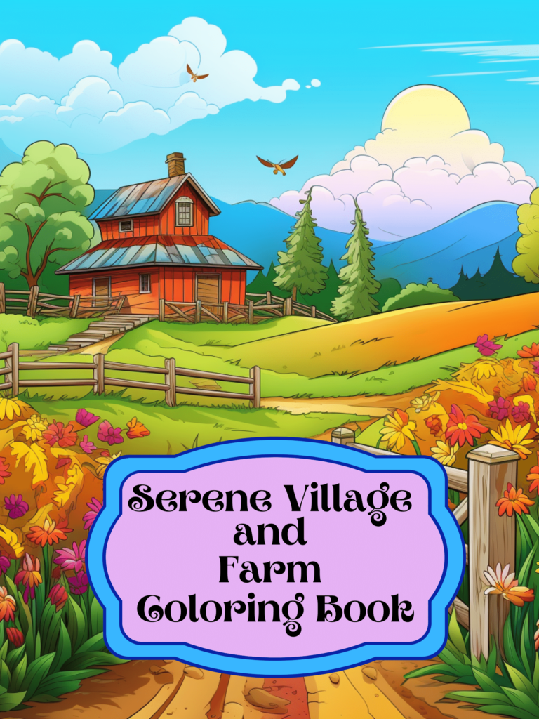 Serene Village and Farm Coloring Book